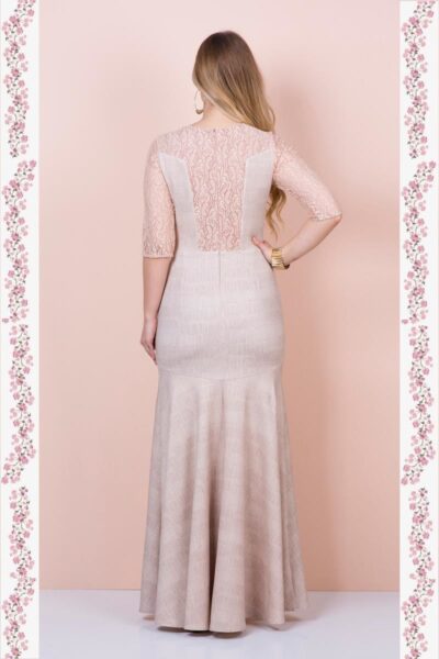 Vestido Longo Malha Rosê detalhe Renda - Imagem 2